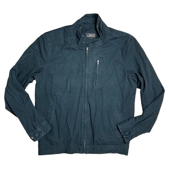 Rodd & Gunn Armitage Jacket Mens S Blue Canvas Moto Biker Faded Utility Casual - Picture 2 of 13